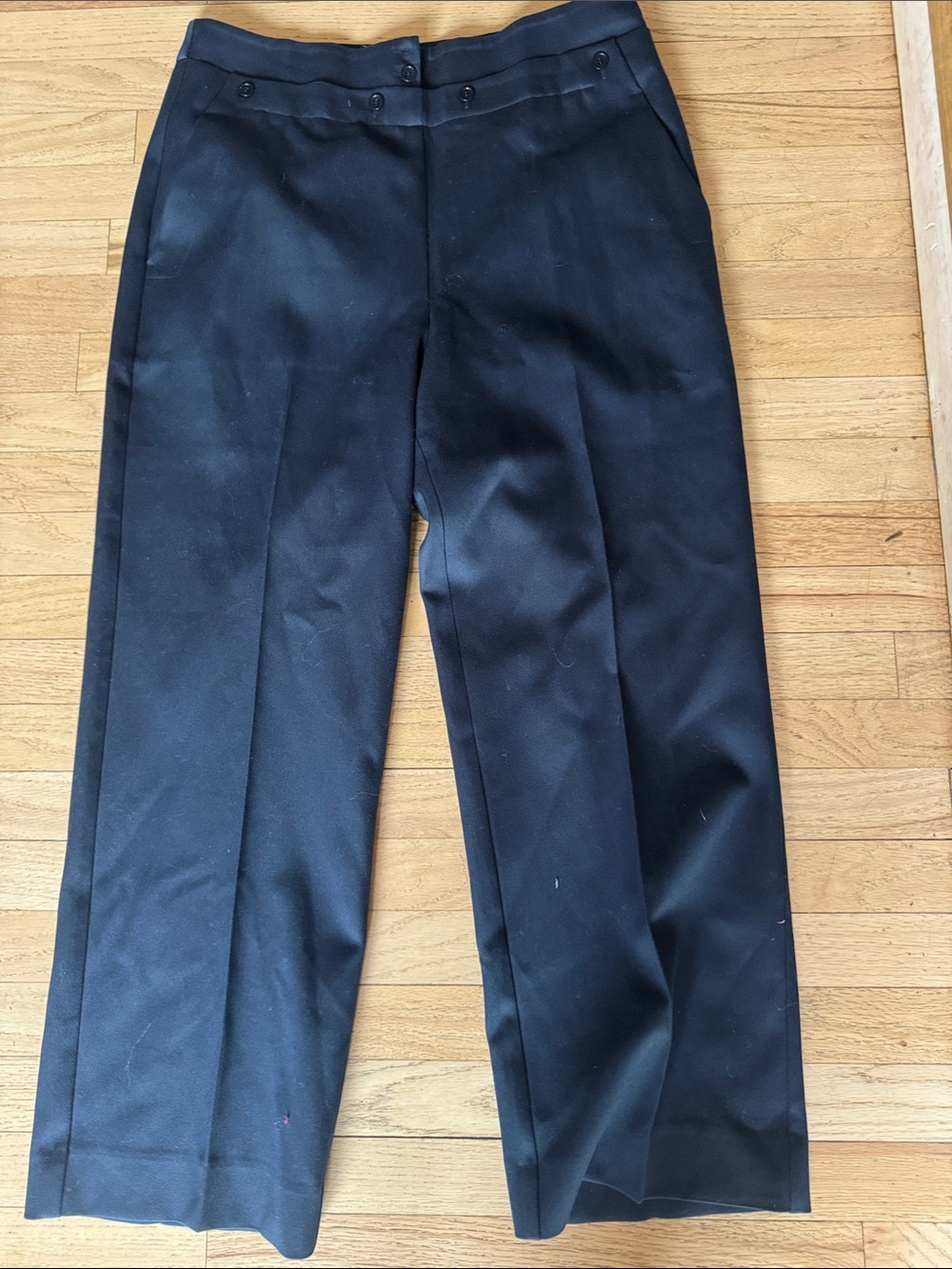 Reiss Navy trousers with button detail